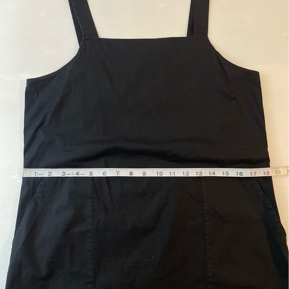 Eileen Fisher Organic Cotton Poplin Apron Dress Size Medium Large Black Pinafore - Picture 5 of 9